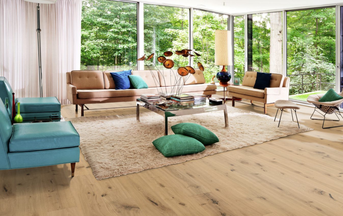 Паркетная доска Kahrs Смоланд Дуб Клинта Klinta 151NCSEK07KW240 Dynamic 2420×187×15 фото в интерьере